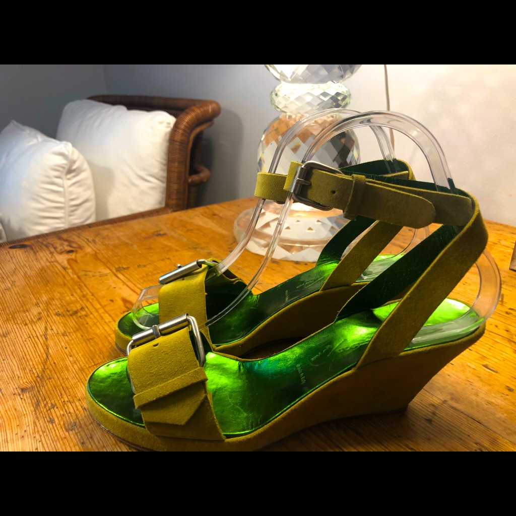 Sigerson Morrison Green Suede Sandals Size 7 B